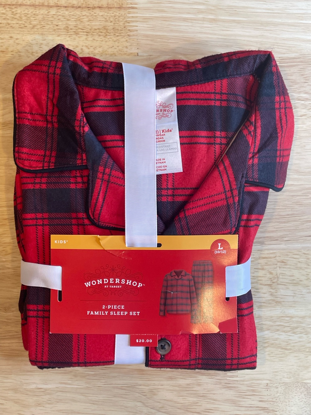 Target Wondershop Red and Black Plaid Pajama Gift Set - Large (10/12) NWT